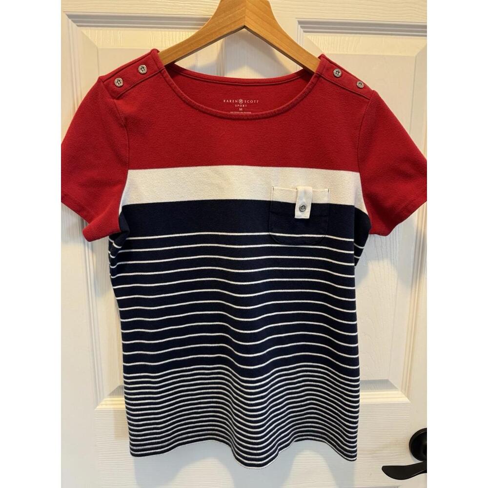 Karen Scott Women's Red Short Sleeve, Size Medium - Picture 2 of 4